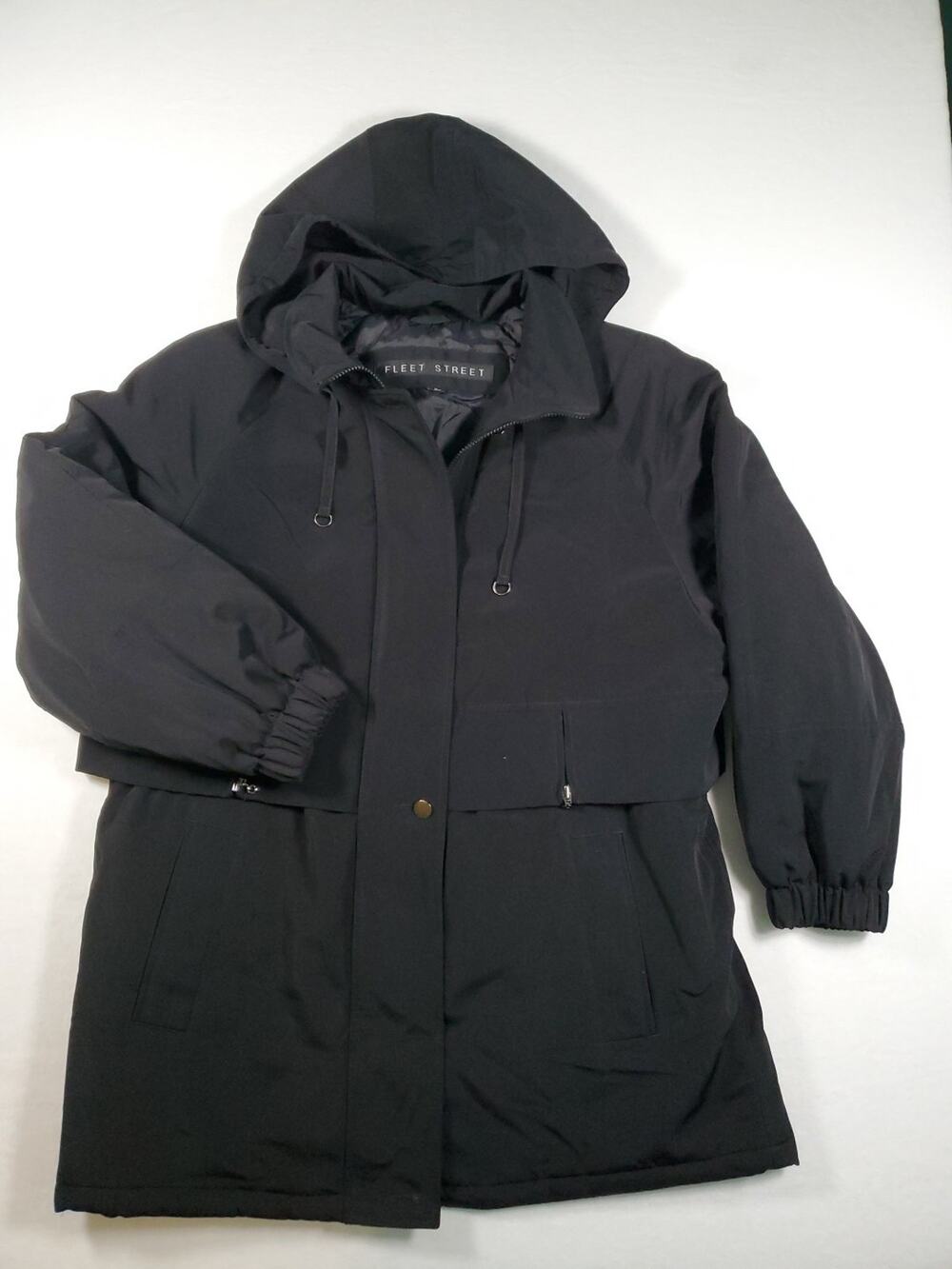Fleet Street Coat Black Wms Sz L Removable Hood